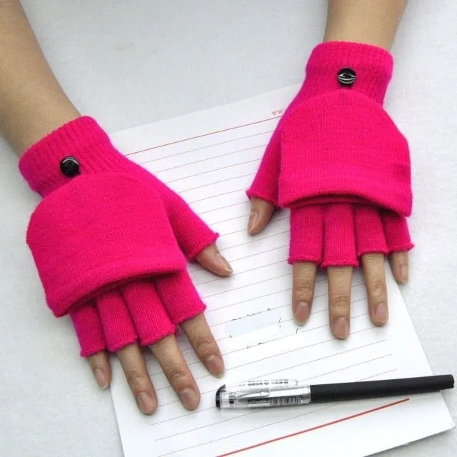 Women's knitted fingerless gloves