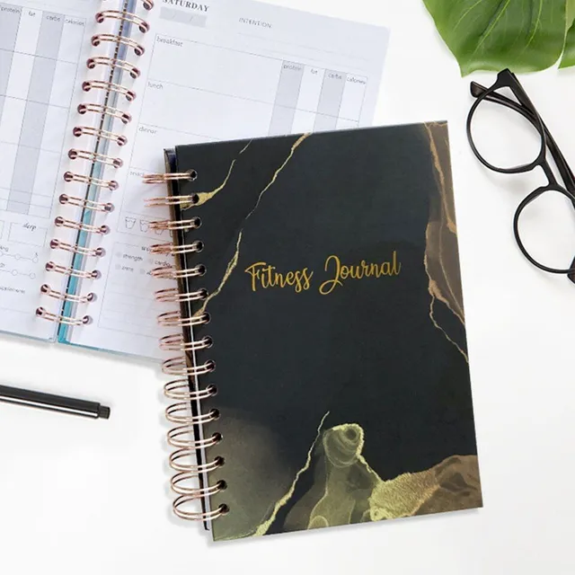 Modern trendy diary focusing on fitness and diet in minimalist design