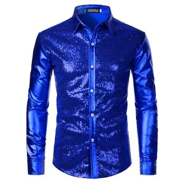 Men's stylish sequin long sleeve shirt