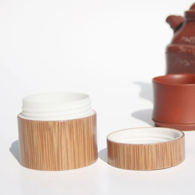 Natural bamboo containers for cosmetics