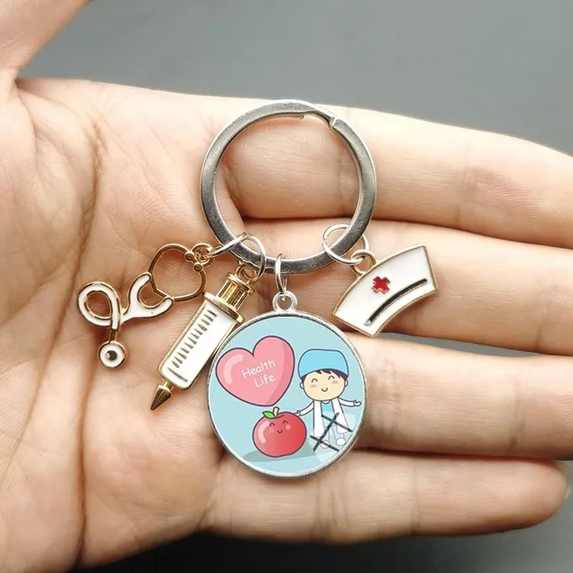 Original keychain with motif of doctors and nurses