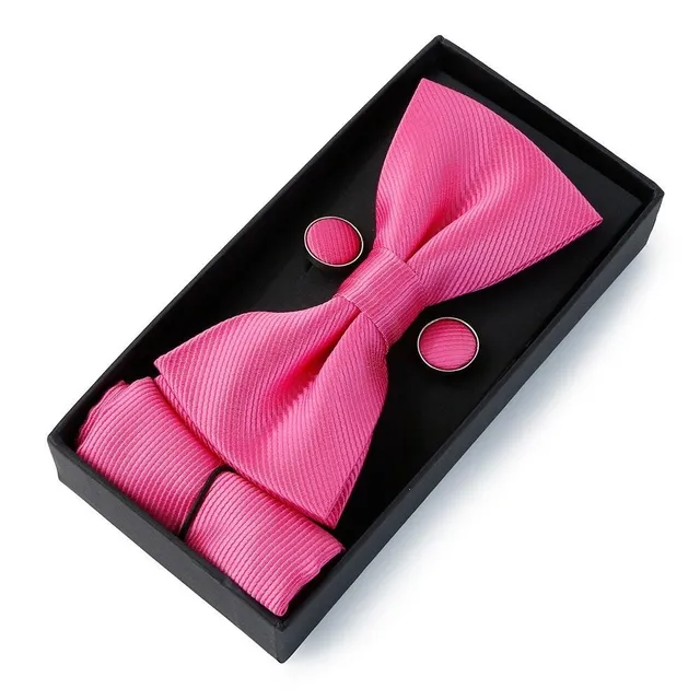 Men's bow tie, handkerchief and cuff links Augustine