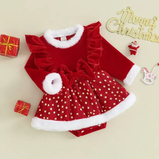 Christmas stuffed overal for newborns and toddlers with long sleeve and star printing