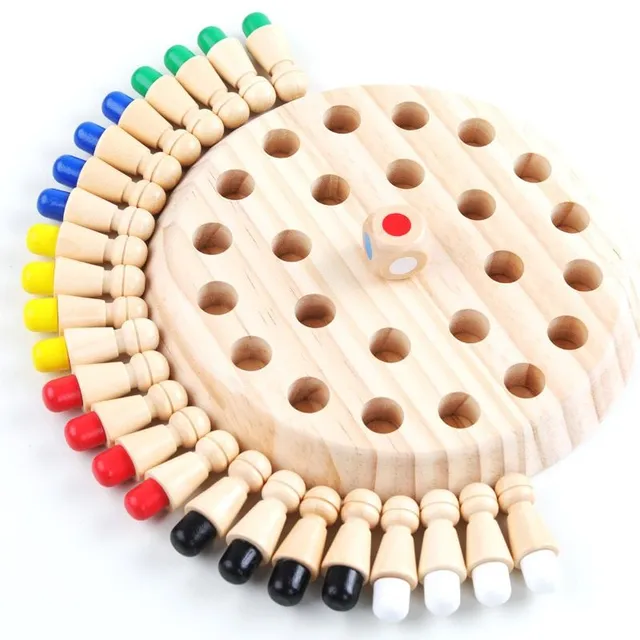 Dřevěná hrací deska se šachy pro děti  (Vícebarevná)