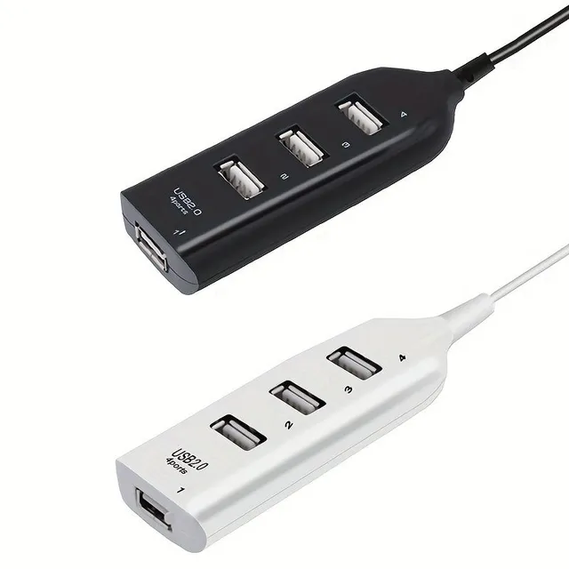 Compact USB 4 USB 2.0 port hub with Mini USB cable for easy multipop connection