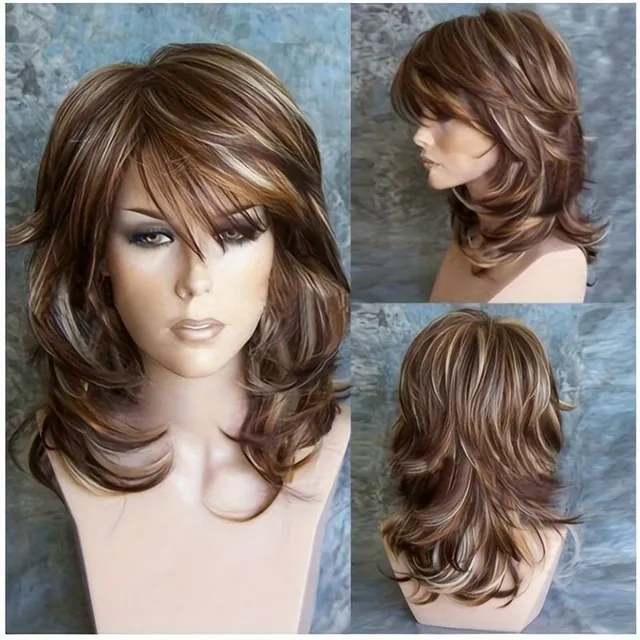 Women's medium long wig with Bob waves - synthetic, suitable for beginners, heat resistant