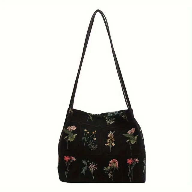 Flower shopping bag with printing + fashion embroidery shoulder bag + women's occasional purse and wallet