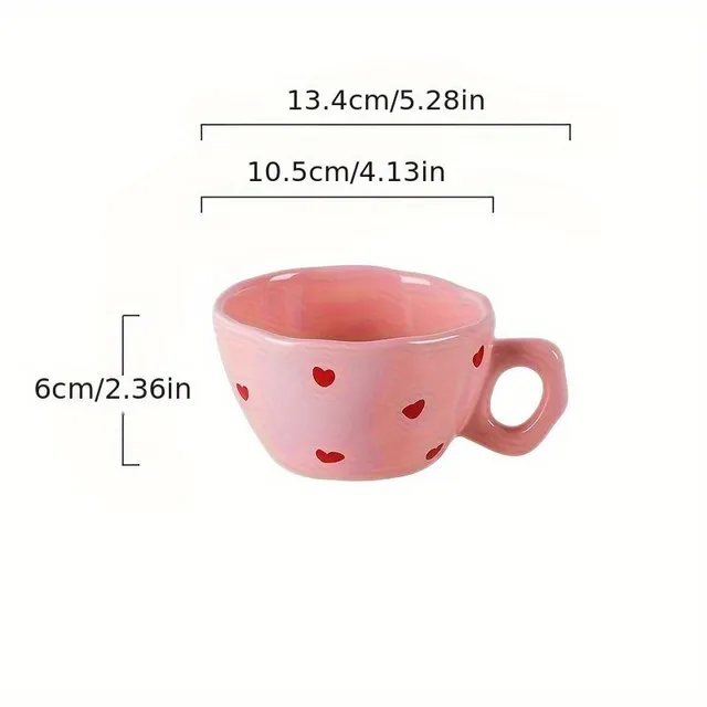 Cup with theme "Love" - pink, 216 ml, ceramic mug