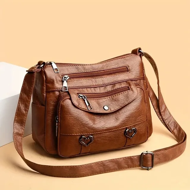 Tschechische stilvolle Crossbody-Tasche mit Herzanhänger für Frauen