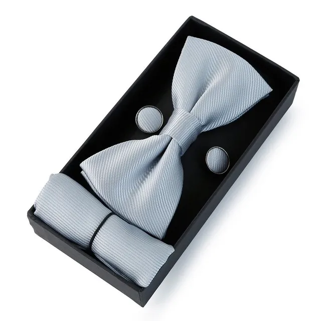 Men's bow tie, handkerchief and cuff links Augustine