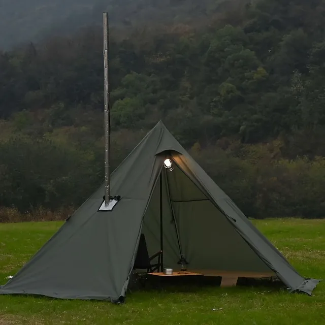 Hot tent with stove and snow hem connection, Stand space 210,01 cm for 3-4 persons, Tipi Stan for family hiking, Fishing, Hunting, Hiking and Camping