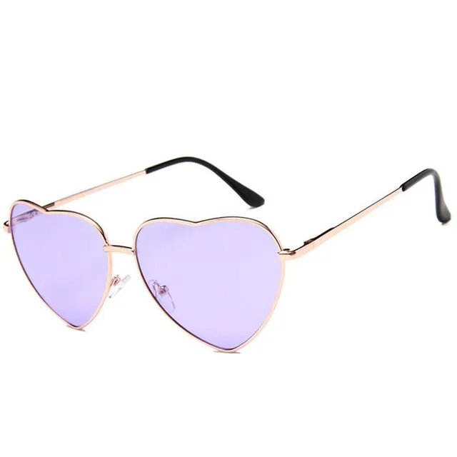 Letnie stylowe oryginalne okulary przeciwsłoneczne w kształcie serca Gold Purple