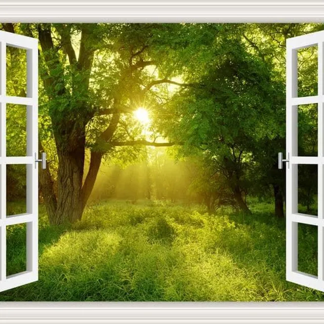 Wandkunst 3D Sticker | Fenster, Landschaft