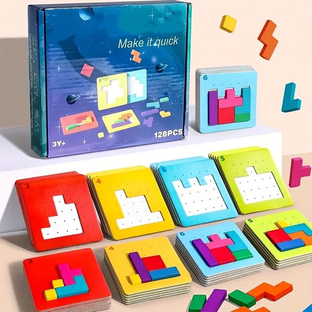 Geometric jigsaw puzzle - educational table game for fast fighting and interaction