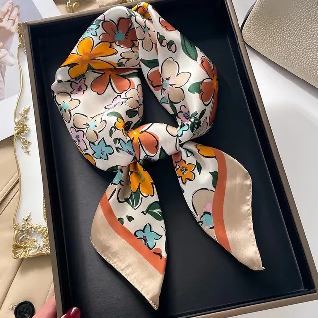 Luxury silk square scarf for women with fashion patterns