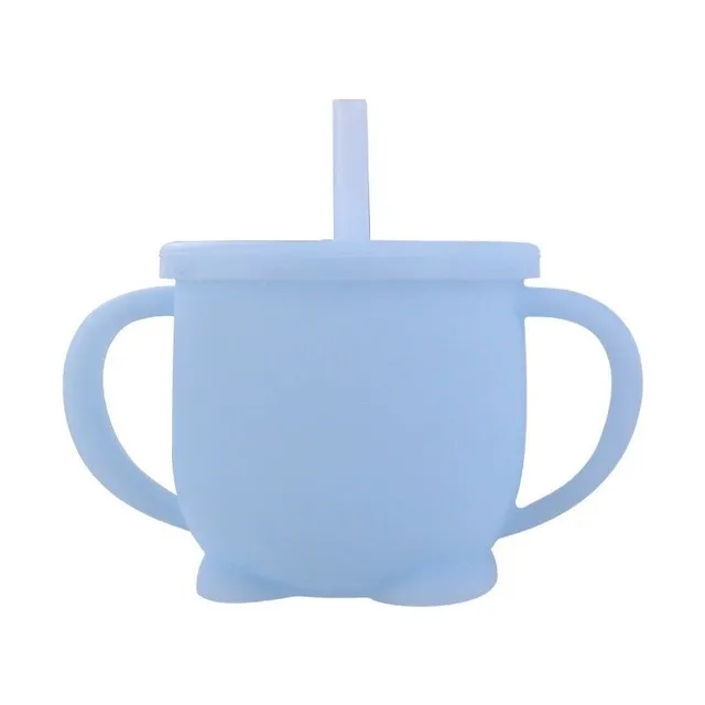 Silicone mug with straw