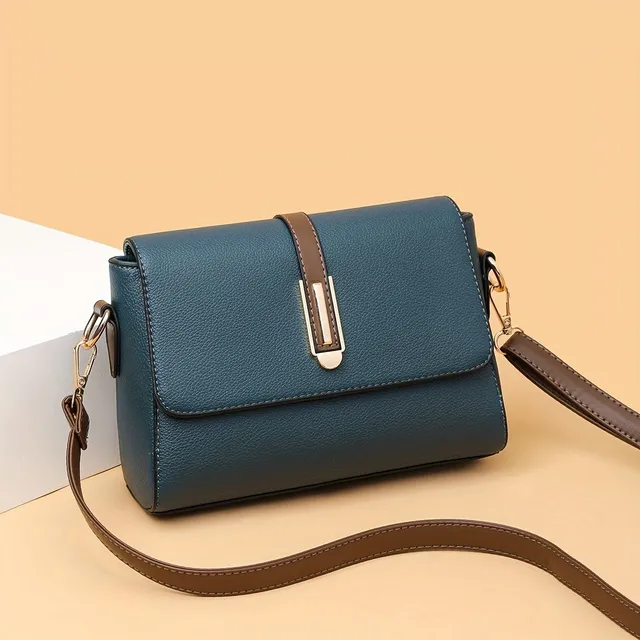 Retro Crossbody-Tasche aus PU-Leder mit kontrastierenden Farben