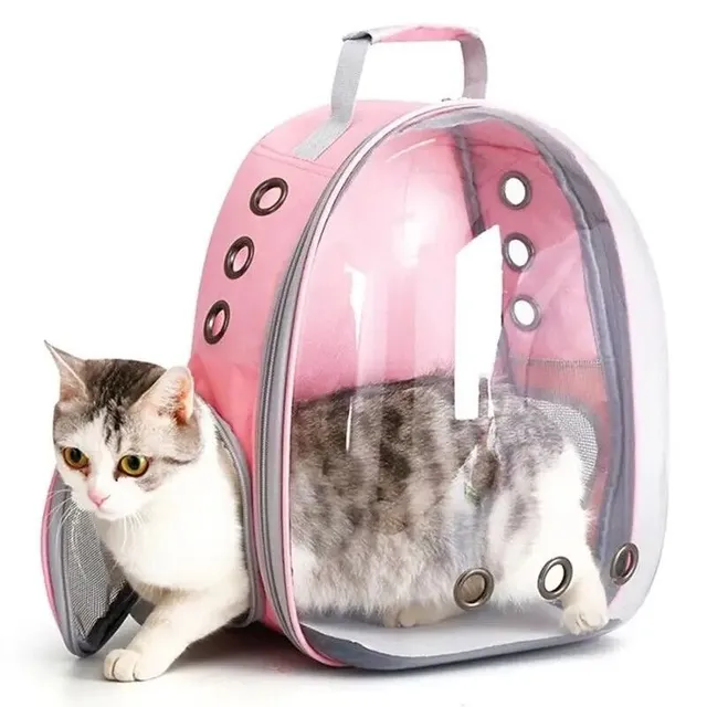 Transparent breathable cat bag Travel bag for cat transport Plastic cat carrier 40 x 16 x 34 cm