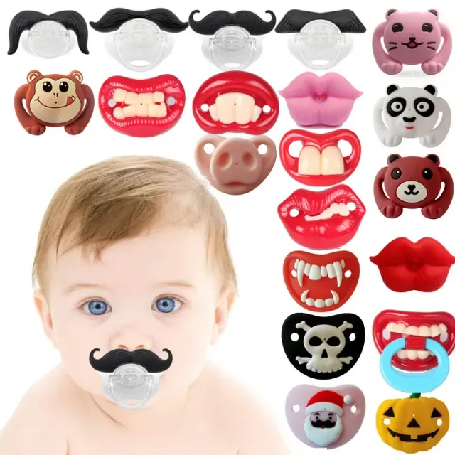 Funny baby pacifiers - Moustache, Tooth or Pets