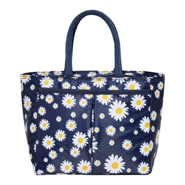 Original modern stylish lunch bag with thermo-regulating function and floral design