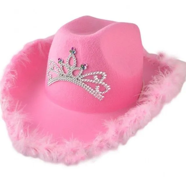 Children's cowboy pink hat with crown