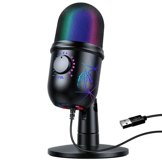 Microfon condenser RGB cu reducere de zgomot - Sunet strălucitor fără interferențe