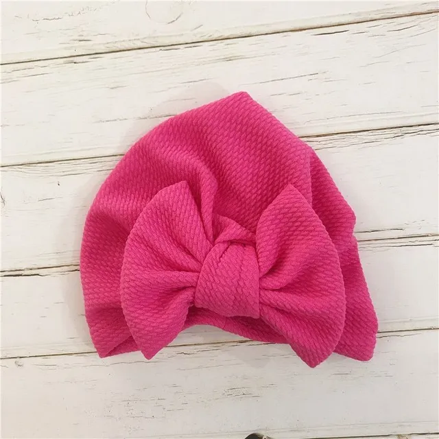 Children's hat with bow tmave-ruzova