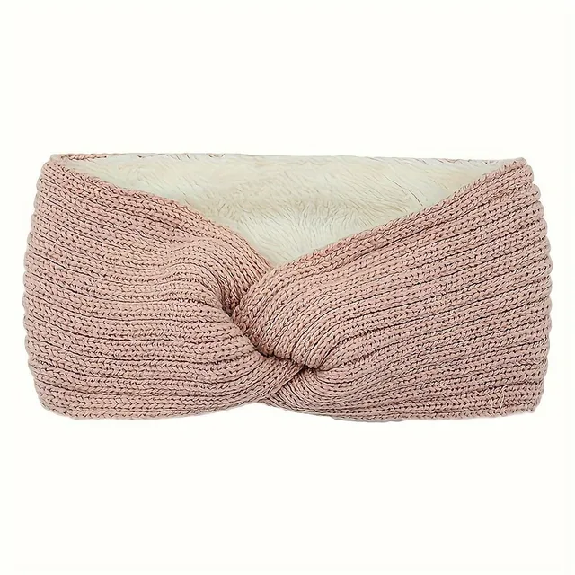 Fashion knitted headband with cross pattern - warm, soft, protects ears from cold