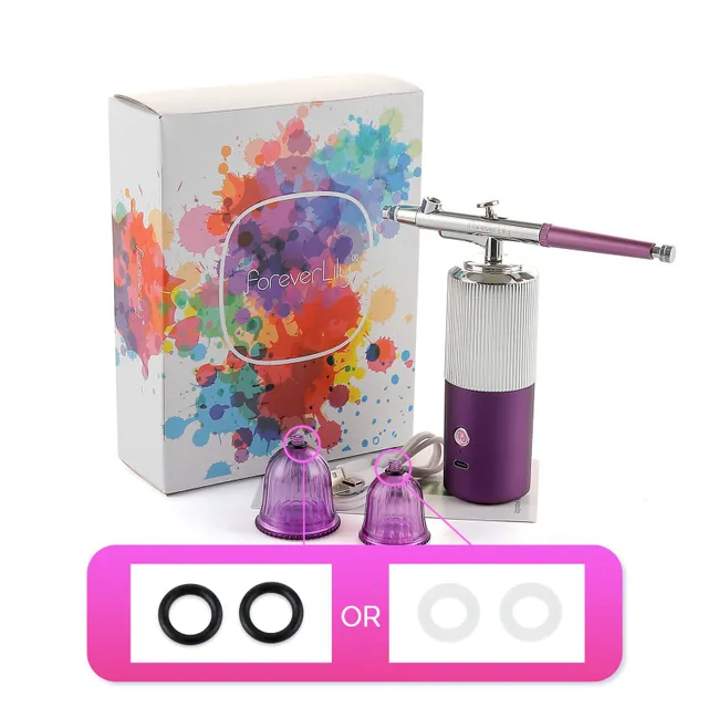 Spray compressor kit with air pump and oxygen injector, for painting, coloring, nail art, tattooing, confectionery, nano mist and spraying