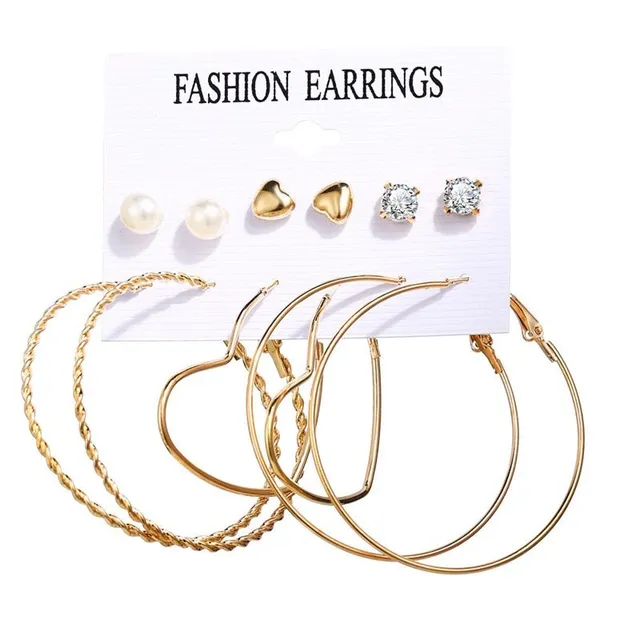 Luxury original set of modern trendy earrings in different shapes and sizes Newman
