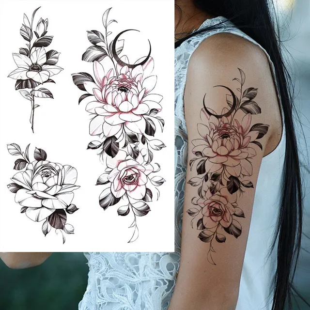 Tatuaj temporar sexy cu motive florale pentru femei