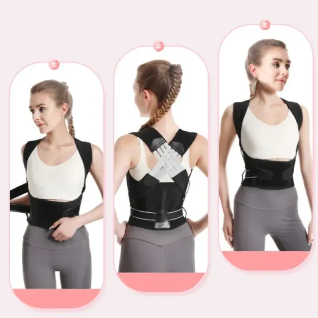 Unisex posture corrector - reduces back pain - black