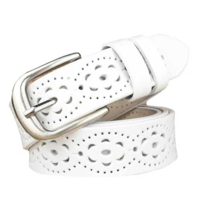 Women's leather belt with design details