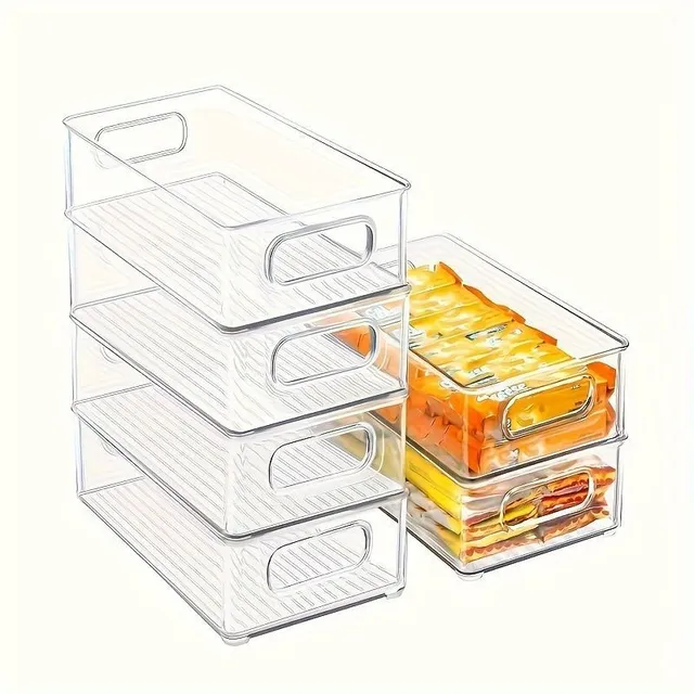 2/4/6pcs Storage boxes for fridge with transparent walls and handles