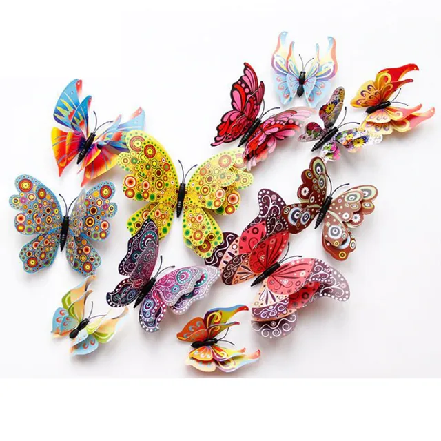 Zestaw dekoracyjnych kolorowych motyli - 12 szt.