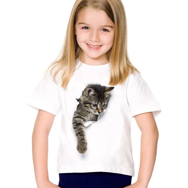 Girls 3D T-shirt with cat - 7 variants