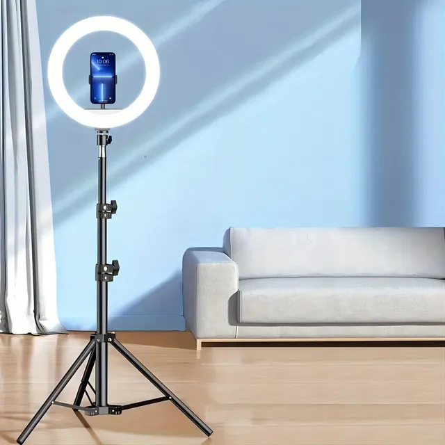 Kruhové LED svetlo pre selfie s nastaviteľným stojanom, 30,48 cm, vrátane telefónneho držiaka