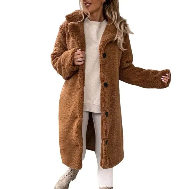 Trench en peluche pour femme - Automne-Hiver à manches longues