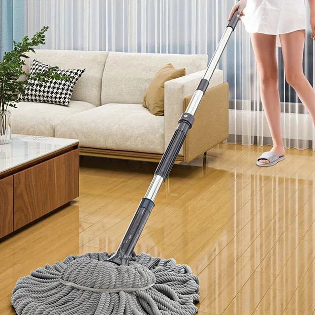 Mop without using hands with rotary pusher - Practical mop on floors for easy and quick cleaning