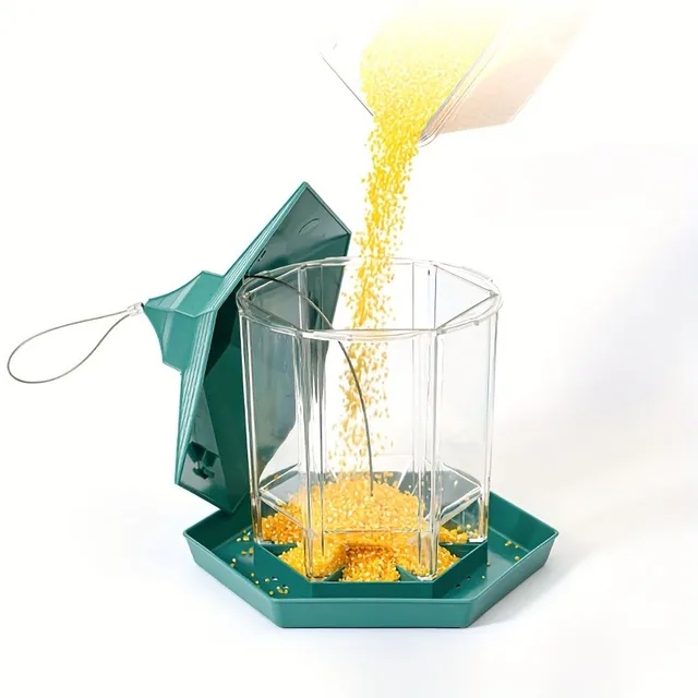 Automatic bird feeder, hanging, plastic