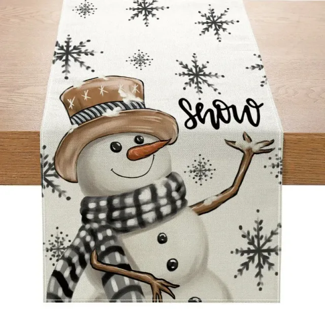 Stylish tablecloth with Christmas design to decorate the table at home