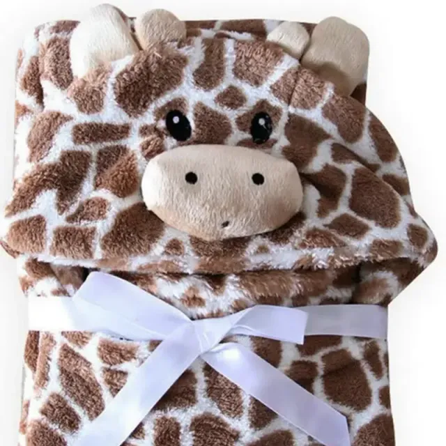 Children's towel with hood in cute animal design