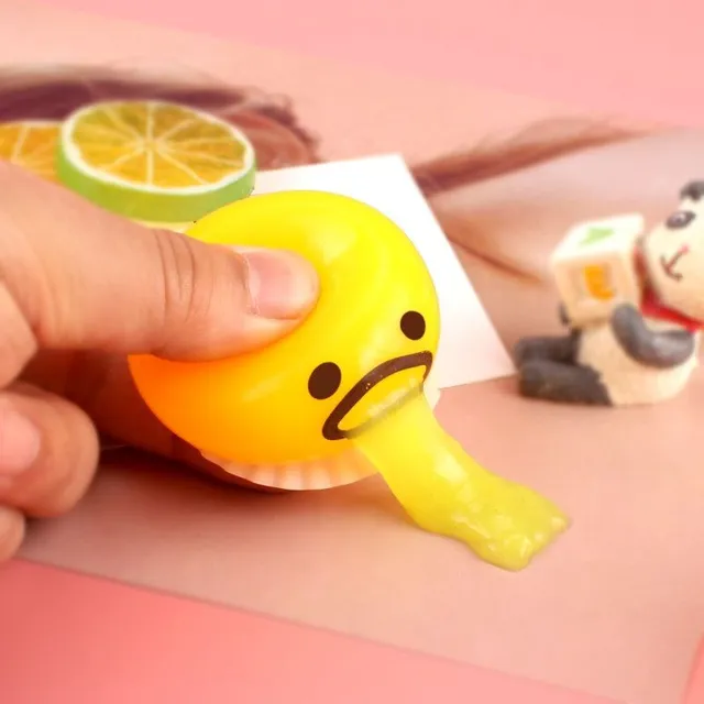 Anti-stress ball with slime in egg yolk motif