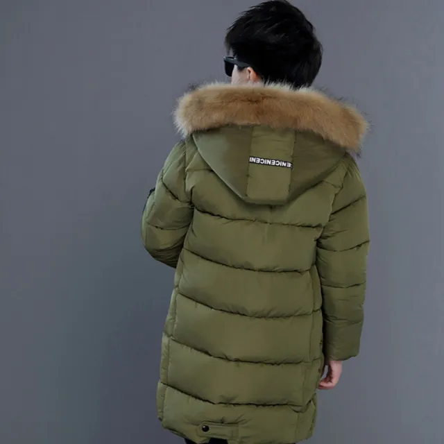 Boys winter parka with hood with fur