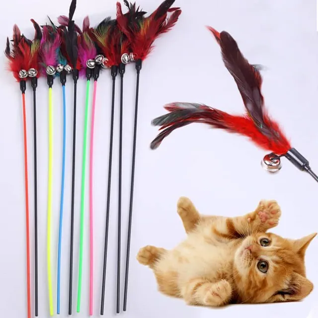 Cat toy with feathers and bell