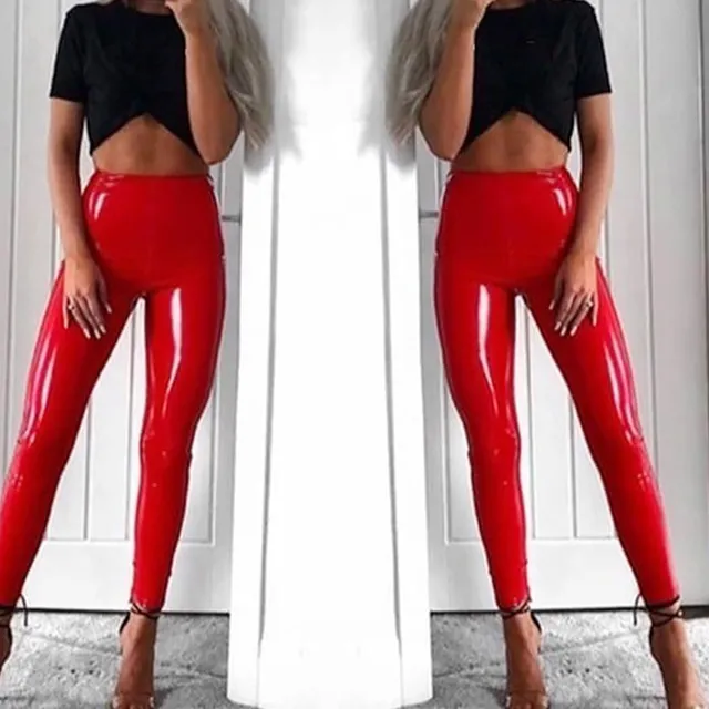 Women's elastic latex trousers