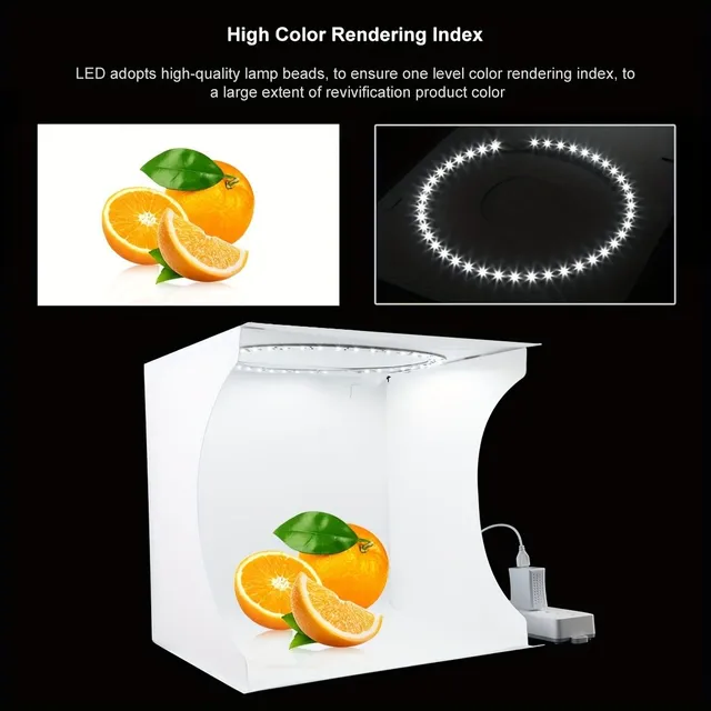 Mini Photo: Prenosná LED fotobox so 6 pozadím (čierna, biela, žltá, červená, zelená, modrá)