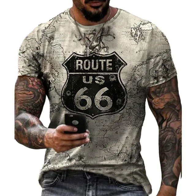 Męska koszulka z krótkim rękawem i nadrukiem 3D - Route