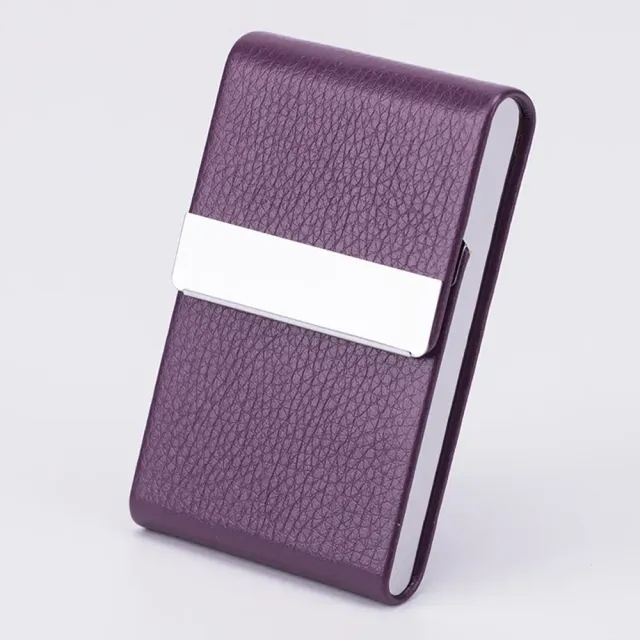 Thin Case for Business Cards - PU Leather and Metal - Magnetic Closing - Holder for Business Cards
