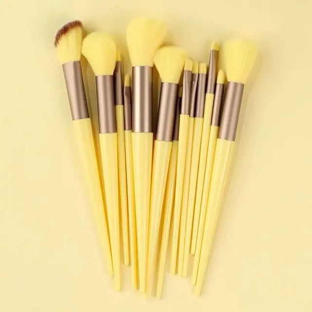 Set of 13 make-up brushes - soft and fluffy brushes on the base base, face, eye shadows and kabuki